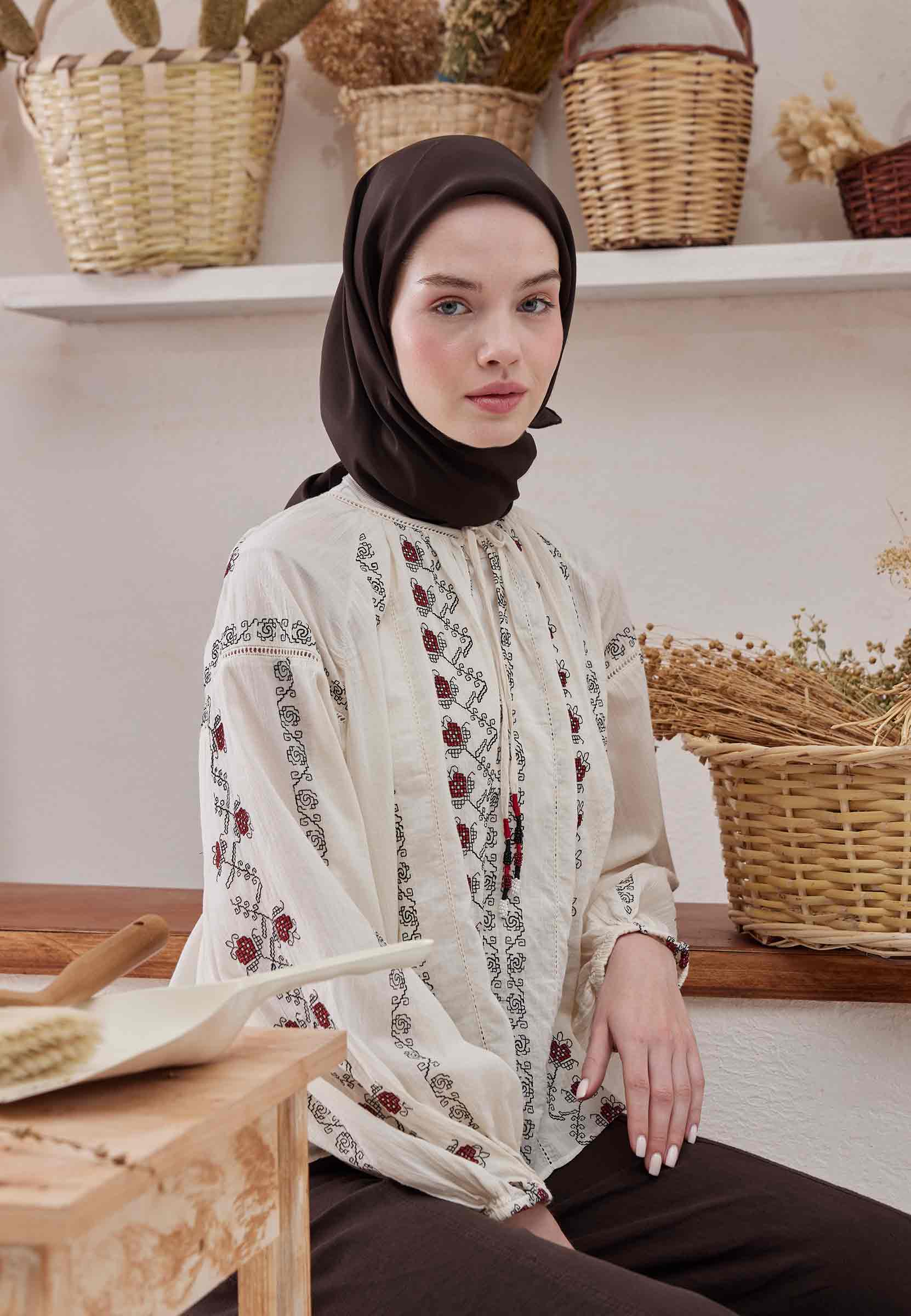 Pamuk İpek Eşarp Bitter