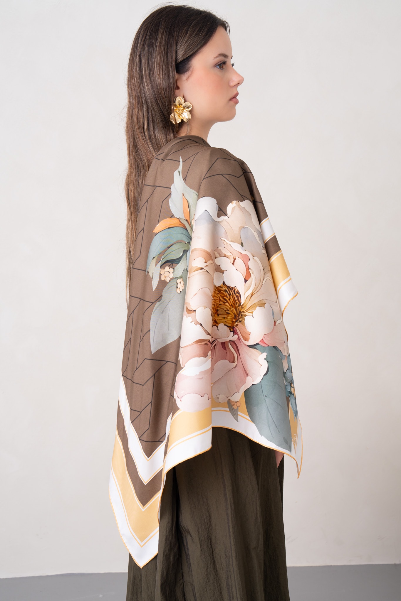 Taupe Peony Scarf